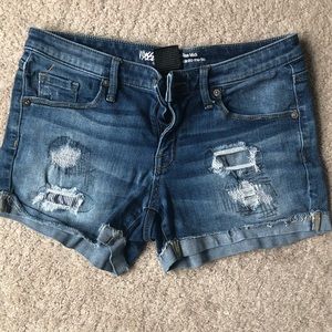 Distressed Mid Rise Shorts